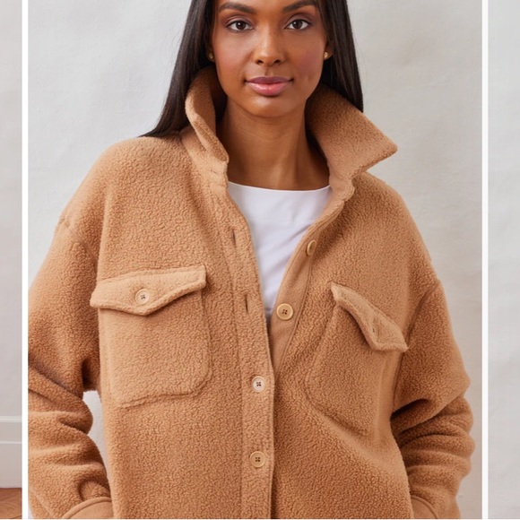 DUDLEY STEPHENS SHERPA FLEECE Sheephill Shacket in Camel SIZE:XS - Picture 2 of 6